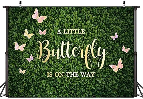 Ticuenicoa 7 × 5 метра Зелен Фон с пеперуди Малка Пеперуда в Пътя на Фон за Снимки на бебето Душ Зелени Листа Розова