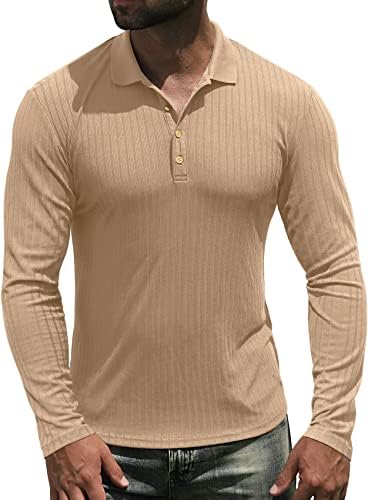 Мъжки Ризи Поло NITAGUT, къси Панталони и Всекидневни Спортни Ризи Slim Fit с дълъг ръкав