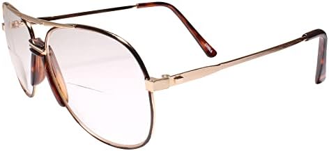 Златни Квадратни Извънгабаритни Олдскульные Vintage слънчеви Очила 80-те години с Бифокальными стъкла 3,25 инча
