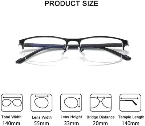 RESVIO 3 Опаковки Синьо-Екранировка на Очила за Четене за Мъже И Жени В Полуободке Правоъгълни Очила за Четене