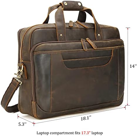 Polare X-Large 18Портфейл от Естествена Кожа в Ретро стил на Бизнес Пътна чанта за Носене, Офис Чанта За Мъже, Подходящ