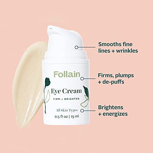 Крем за очи Follain: Стягащ + осветляющий | за премахване на тъмните кръгове и подпухналостта, Помага за подобряване